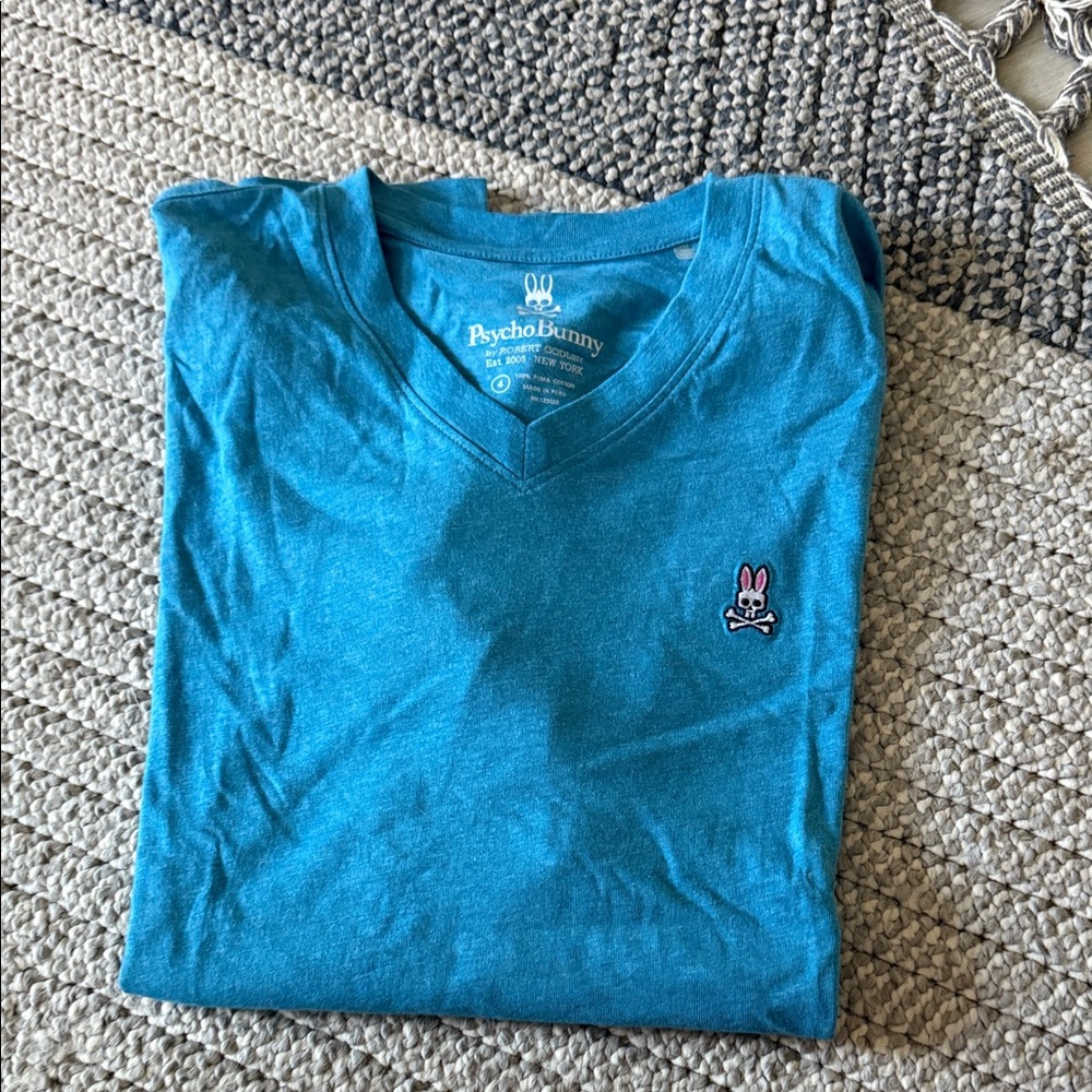 Psycho Bunny Men's Teal V-Neck Tee